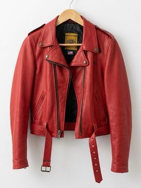 Schott Perfecto Leather Jacket | Women's Red Leather Moto Jacket
